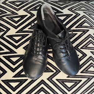 Women’s So Danca Lace-Up Tap Shoes Black Leather Size 5.5M